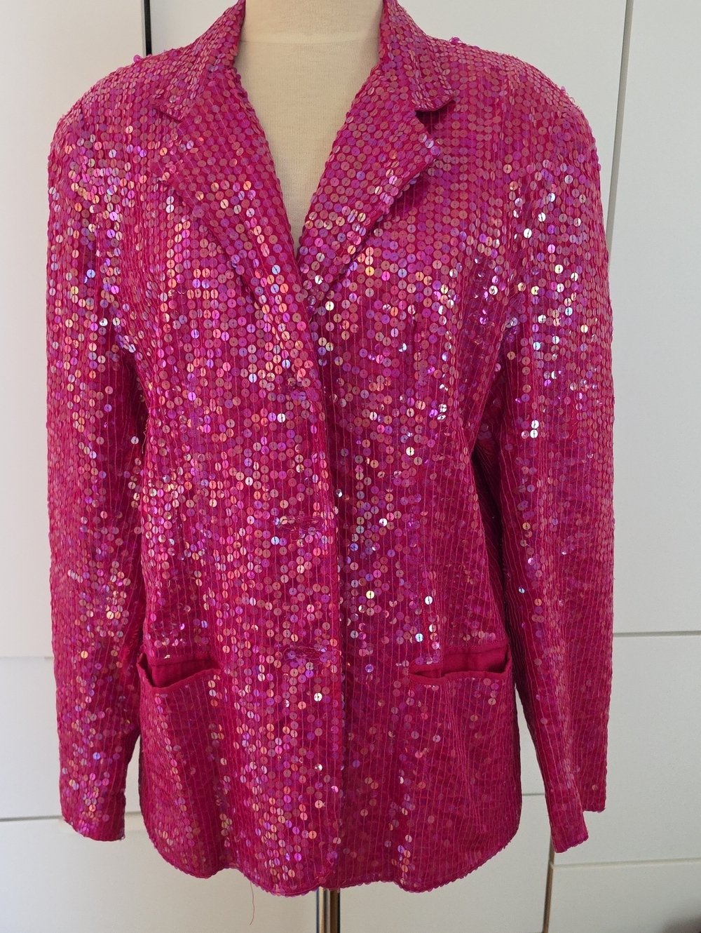 Sequin Blazer Jacket in Hot Pink